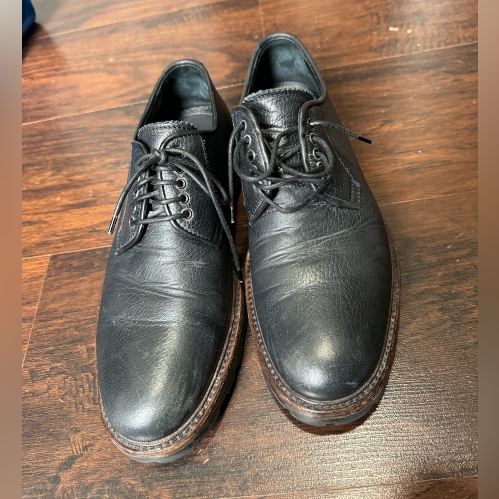 Aquatalia Men’s Leon Black Leather Lace Up Waterproof Shoes Size 9